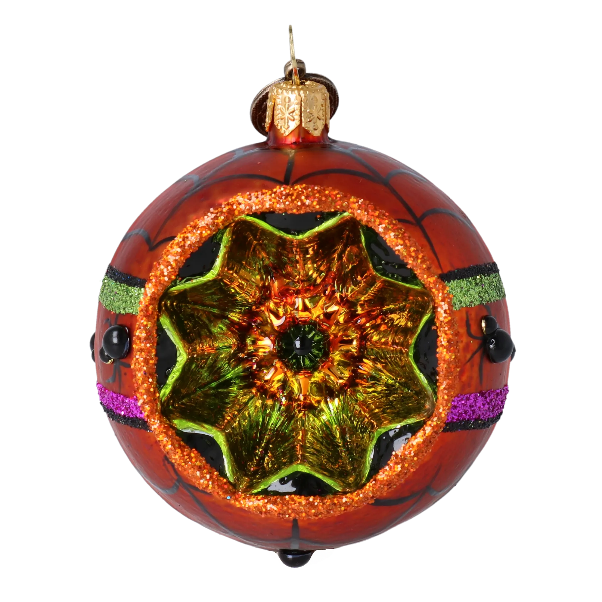 Amber Midnight Bloom | Hand-Painted Glass Ornament | Blubom 2022-542
