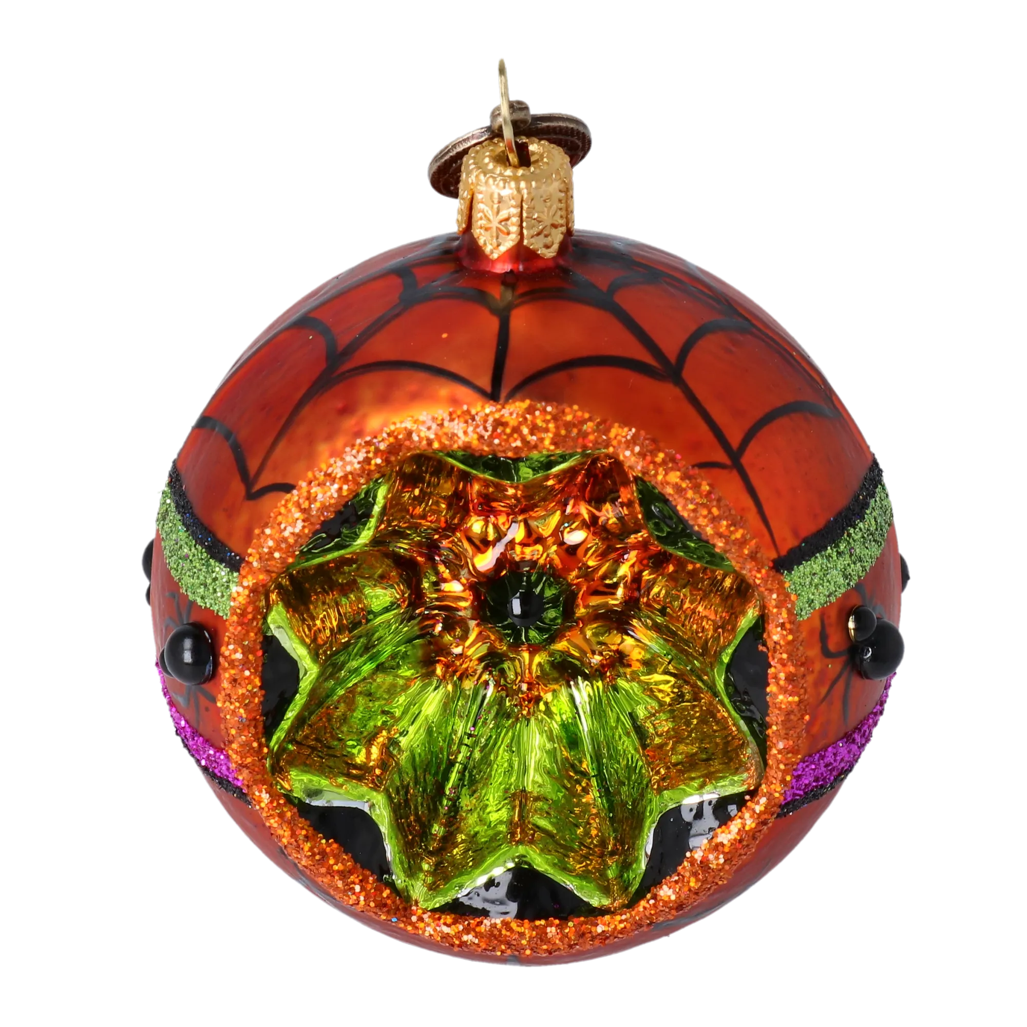 Amber Midnight Bloom | Hand-Painted Glass Ornament | Blubom 2022-542