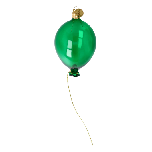 Emerald Hand-Molded Balloon. Handmade Glass Christmas ornament. 2022-553