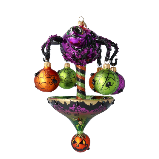 Halloween Spooky Spider Carousel Handmade Glass Christmas ornament pumpkins 2022-556