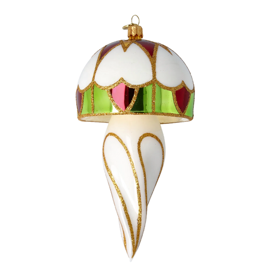 Gilded Emerald Mushroom Premium christmas glass ornament 2022-560