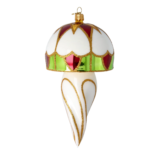Gilded Emerald Mushroom Premium christmas glass ornament 2022-560