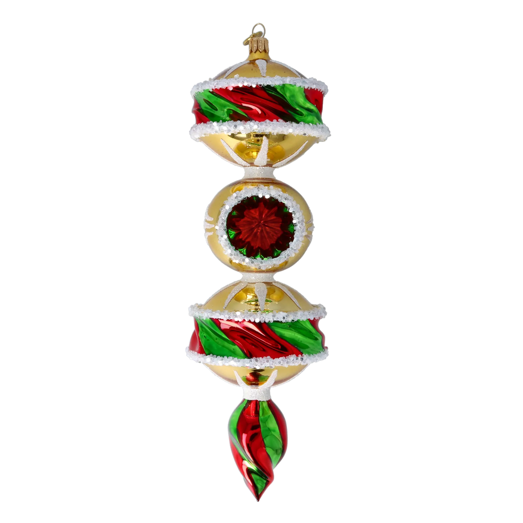 Crimson Gilded Resonance | Hand-Painted Glass Ornament | Blubom 2022-564