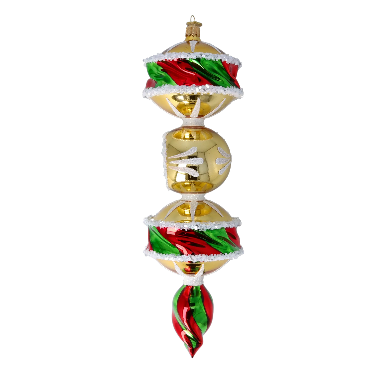 Crimson Gilded Resonance | Hand-Painted Glass Ornament | Blubom 2022-564