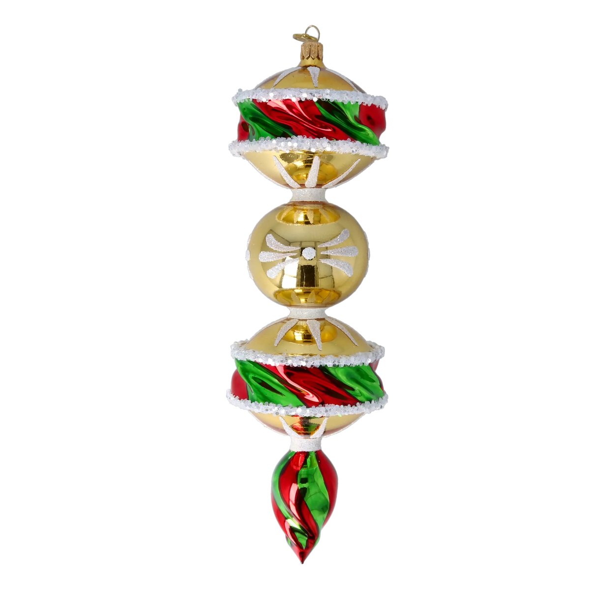 Crimson Gilded Resonance | Hand-Painted Glass Ornament | Blubom 2022-564