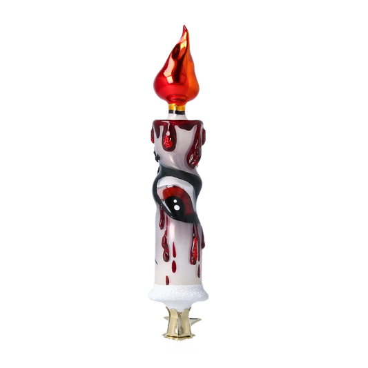 Spooky Candle - Blood Glow. Handmade Glass Christmas ornament. 2022-572