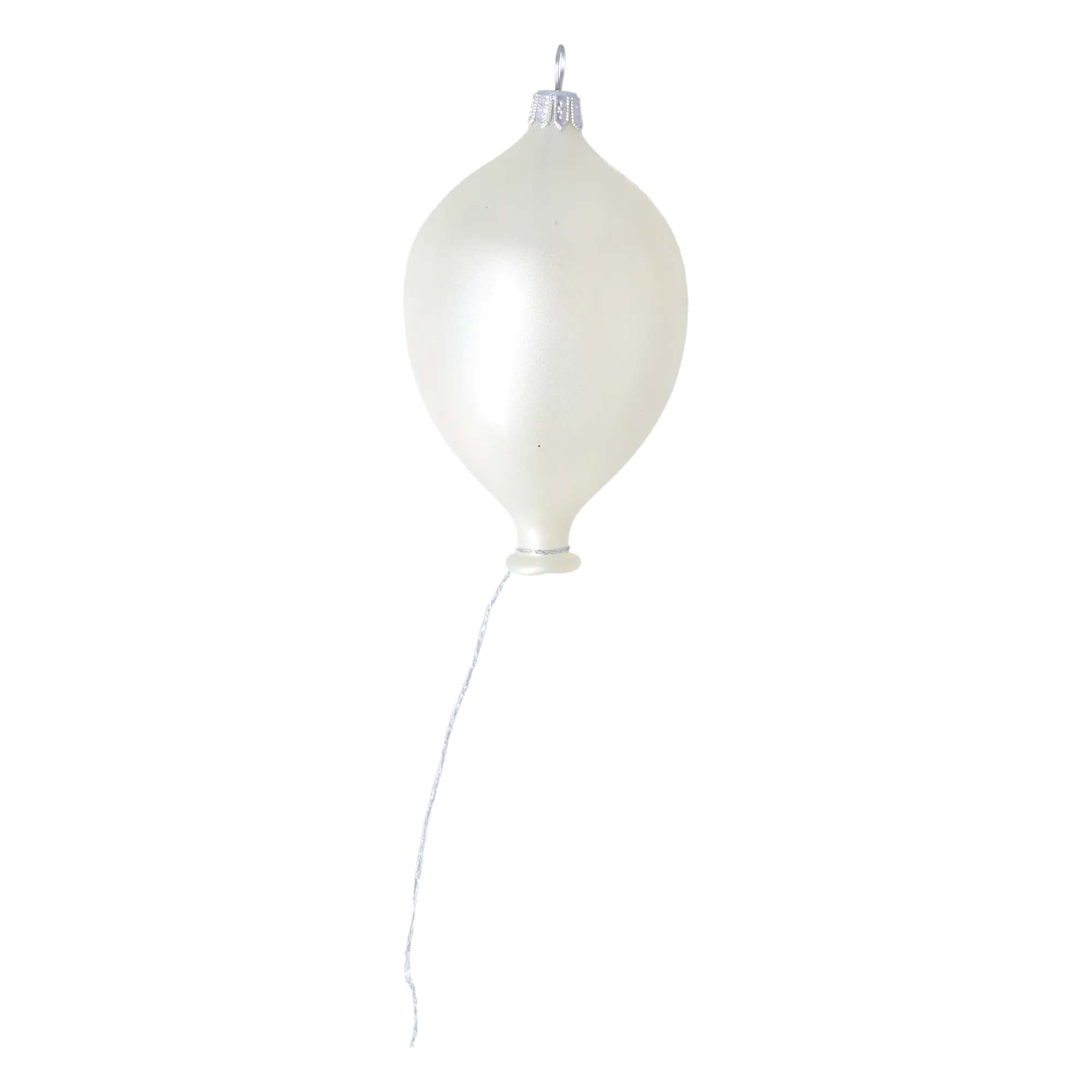Pearl White Balloon. Handmade Glass Christmas ornament. 2022-578