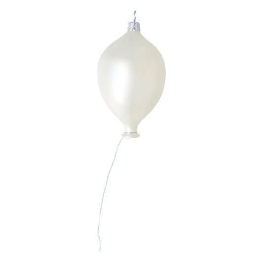 Pearl White Balloon. Handmade Glass Christmas ornament. 2022-578