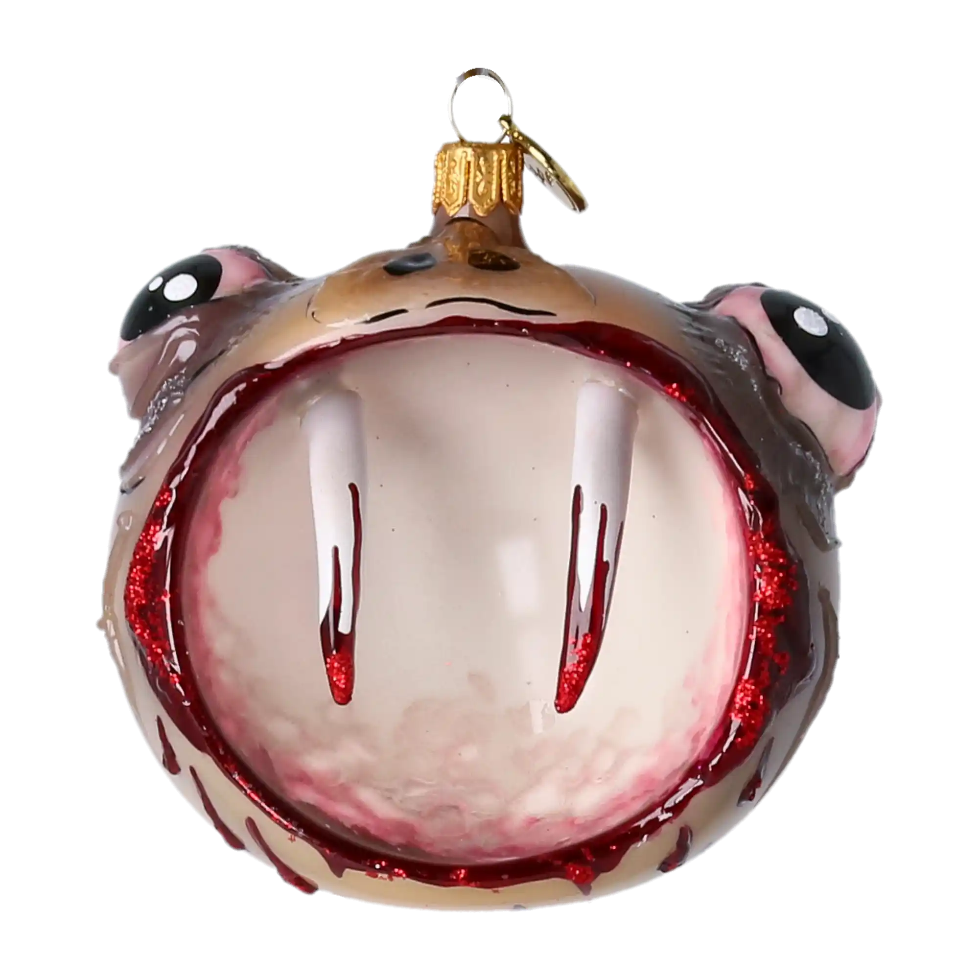 Fang Face Halloween Vampire Handmade Glass Christmas ornament free blowing