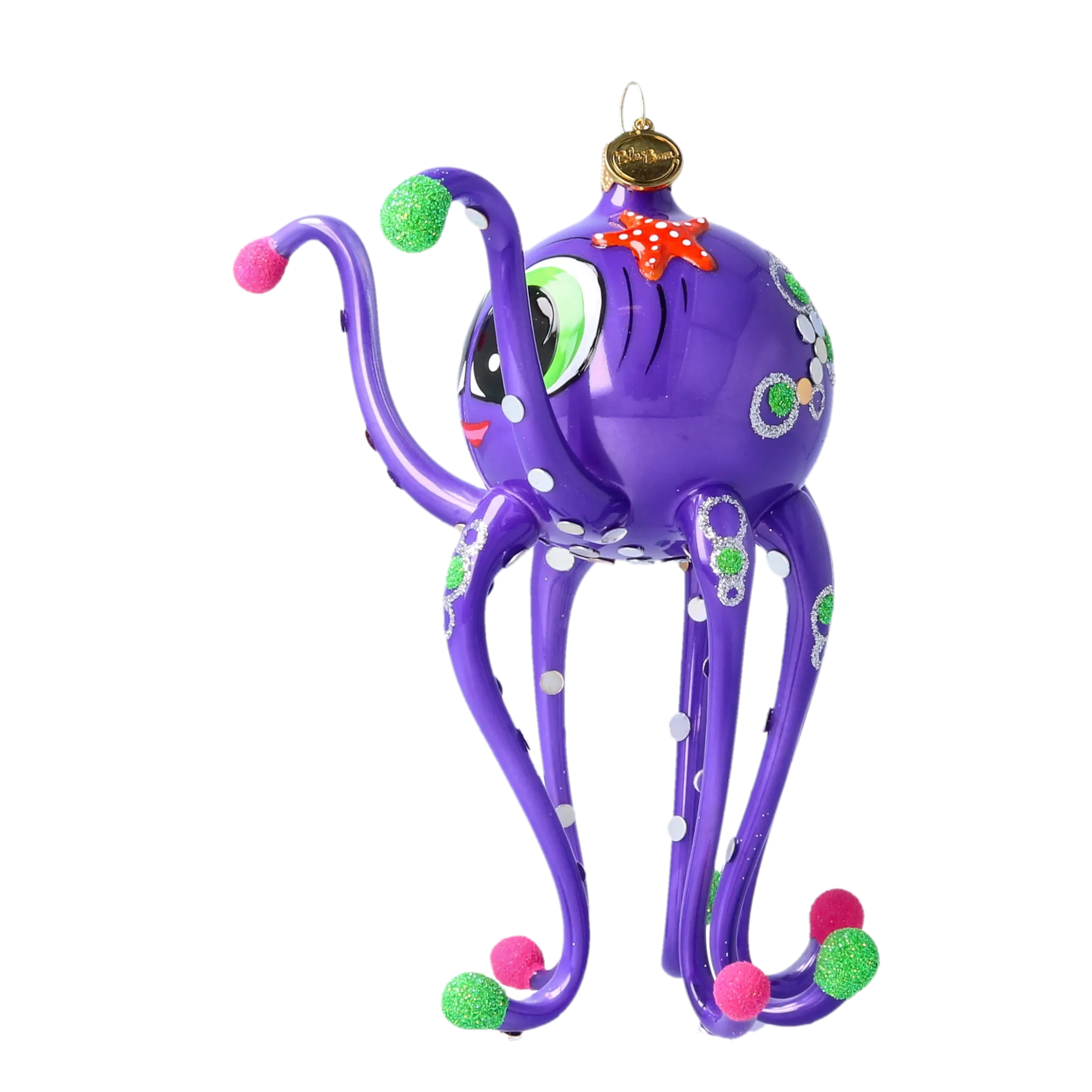 Twinkle Tentacles  Ornament  Handmade Glass Christmas ornament octopus 2022-583