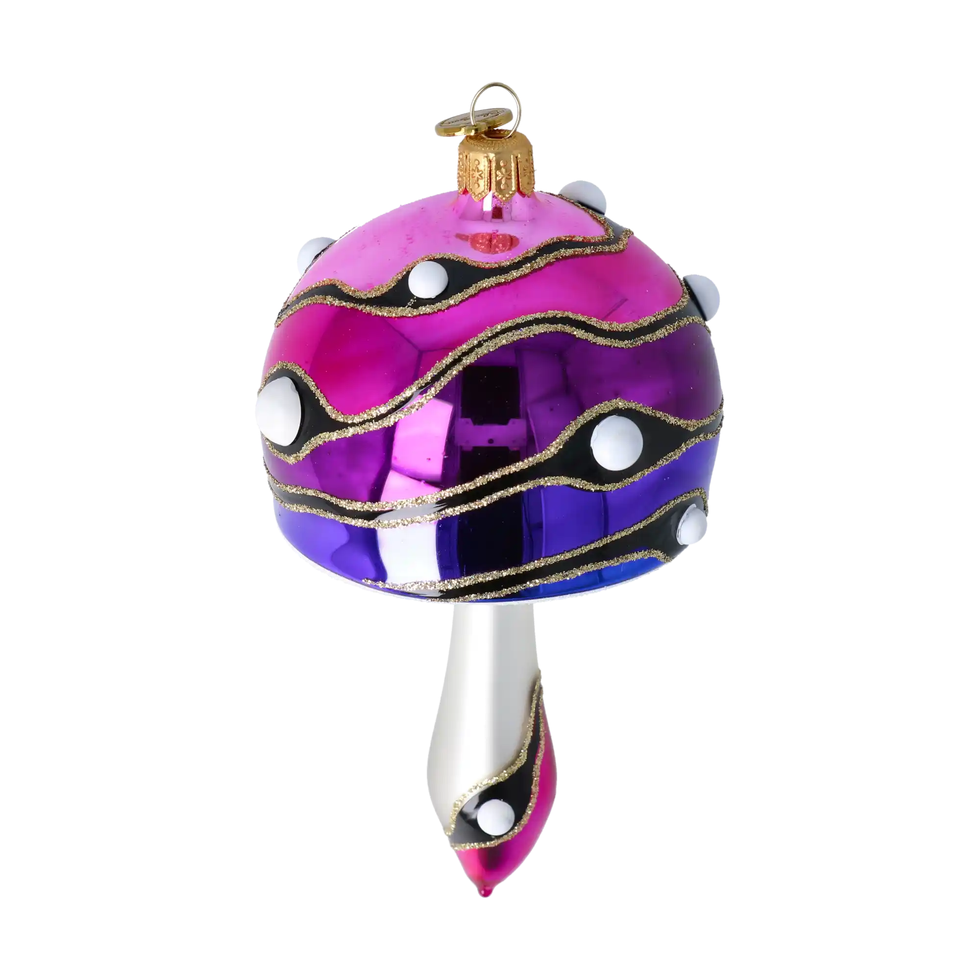 Mushroom-shaped bauble in shades of pink and purple