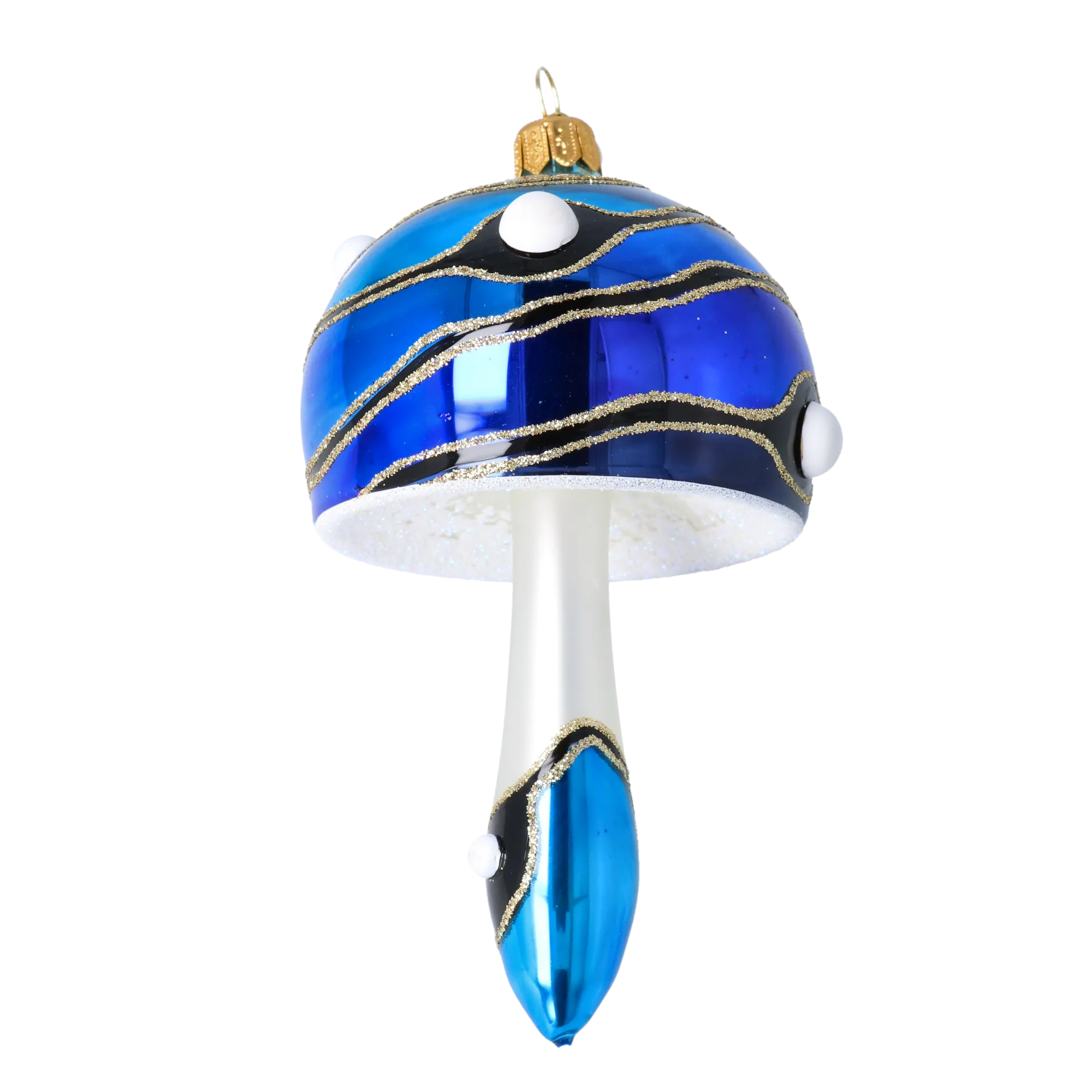 Glass Mushroom with Colorful Patterns. Handmade Glass Christmas ornament. 2022-590