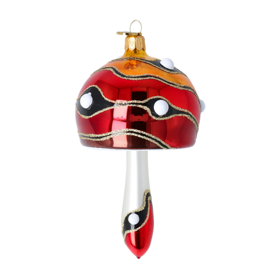 Forest Mushroom. Handmade Glass Christmas ornament. 2022-591