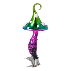 Curled-Cap Mushroom in Emerald & Magenta