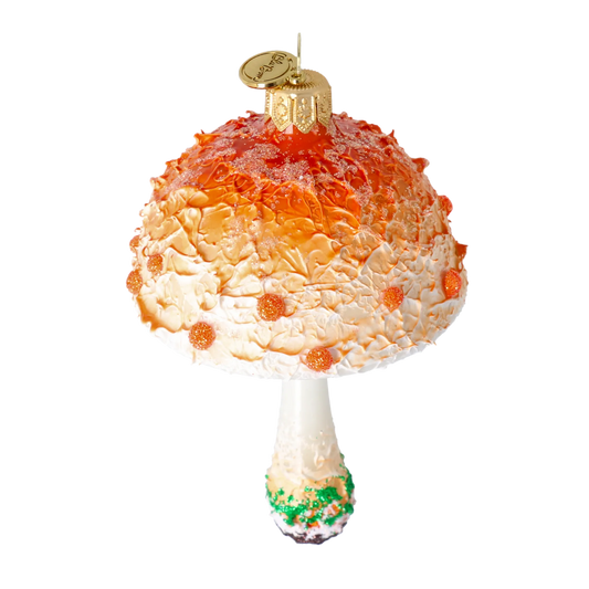 Enchanted Amber Mushroom Premium christmas glass ornament 2022-595
