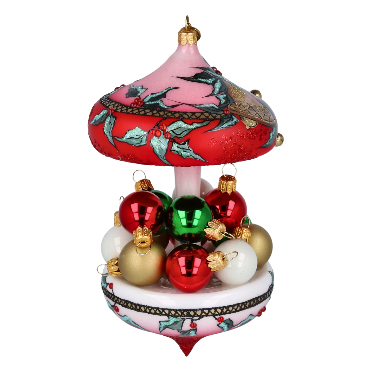 Crimson Vesper Resonance | Hand-Painted Glass Ornament | Blubom 2022-614