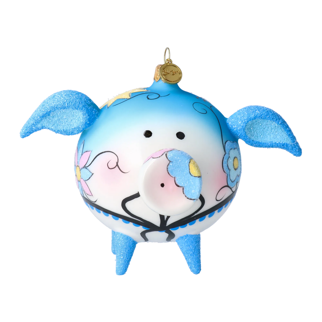 Gentle Azure Bloom | Hand-Painted Glass Ornament | Blubom 2022-618