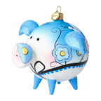 Gentle Azure Bloom | Hand-Painted Glass Ornament | Blubom 2022-618