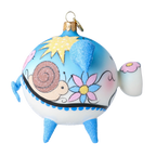 Gentle Azure Bloom | Hand-Painted Glass Ornament | Blubom 2022-618