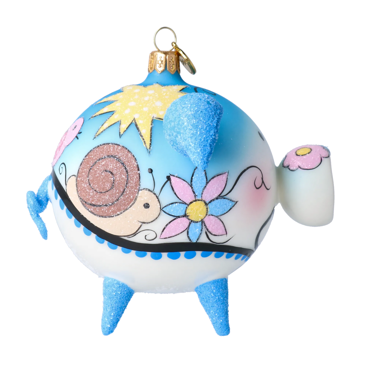 Gentle Azure Bloom | Hand-Painted Glass Ornament | Blubom 2022-618