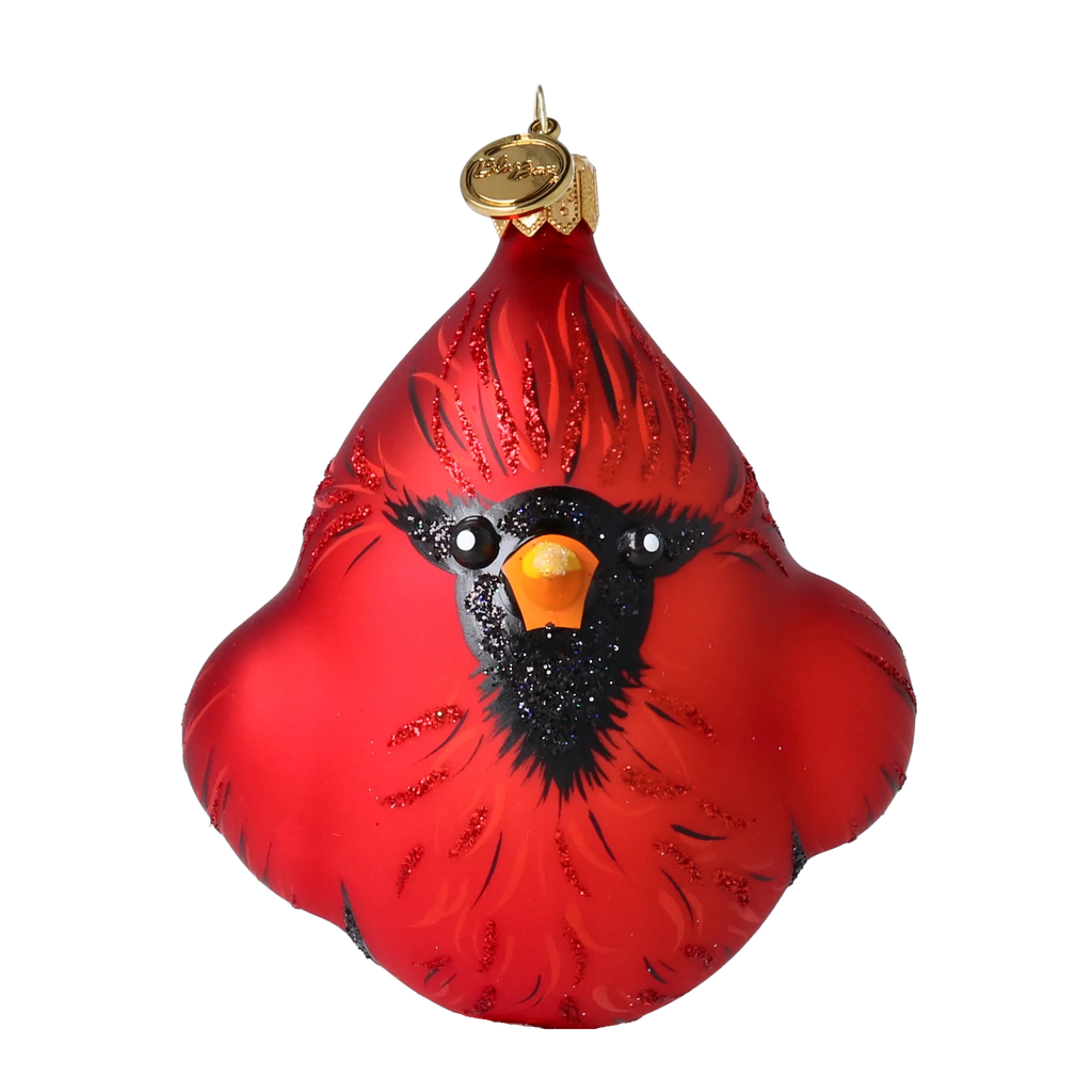 Cardinal Crimson Shadow | Hand-Painted Glass Ornament | Blubom 2022-620