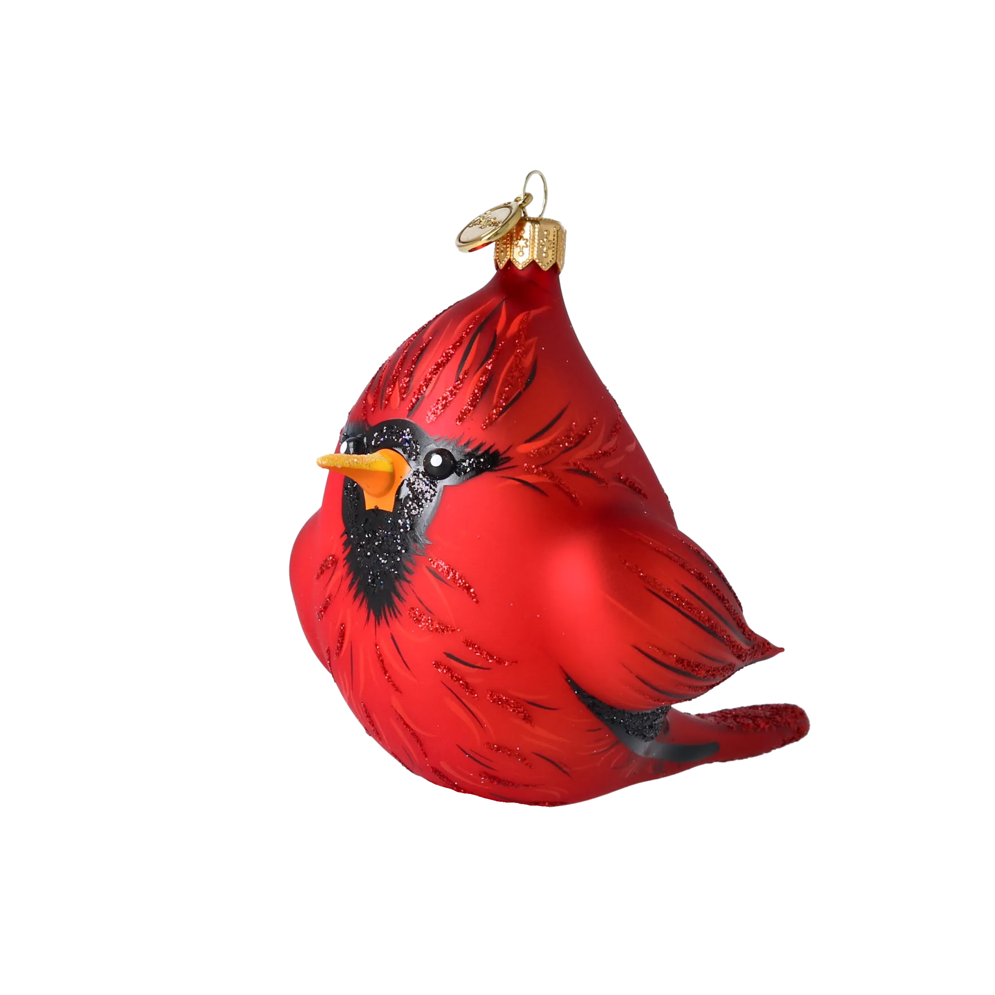 Cardinal of the Winter Garden. Handmade Glass Christmas ornament. 2022-620