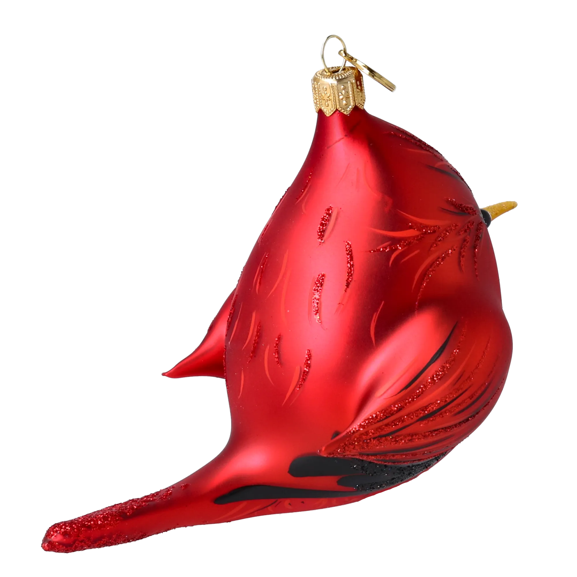 Cardinal of the Winter Garden. Handmade Glass Christmas ornament. 2022-620