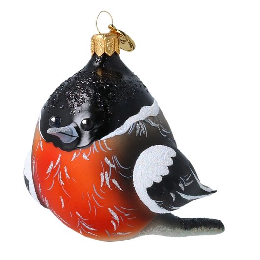 Winter Gil Bird. Handmade Glass Christmas ornament. 2022-621