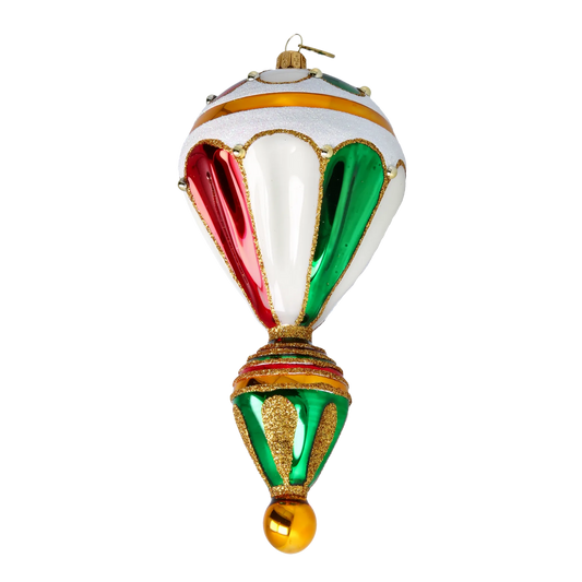 Crimson Emerald Hot Air Balloon Premium christmas glass ornament 2022-625