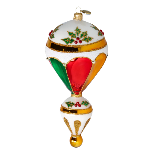Gilded Holly Air Balloon Premium christmas glass ornament 2022-626