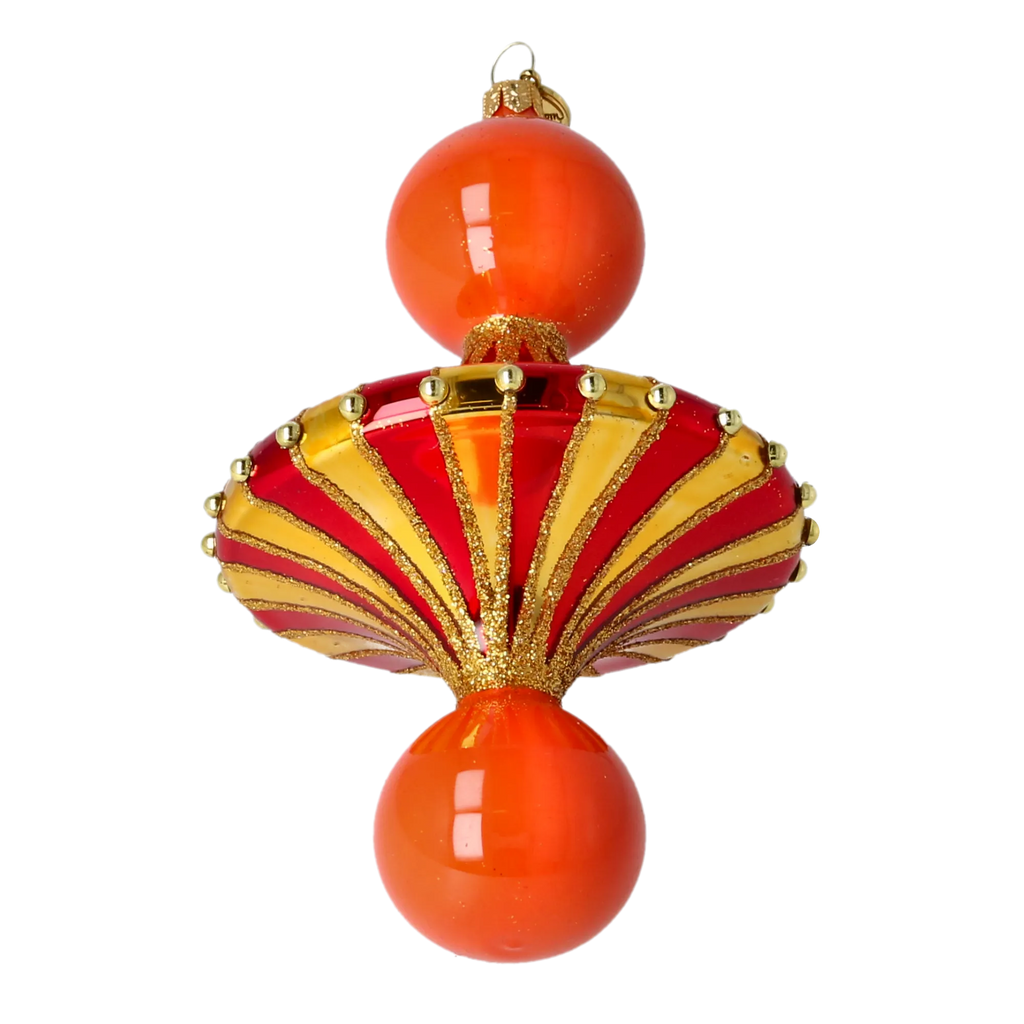 Amber Gilded Solstice | Hand-Painted Glass Ornament | Blubom 2022-629