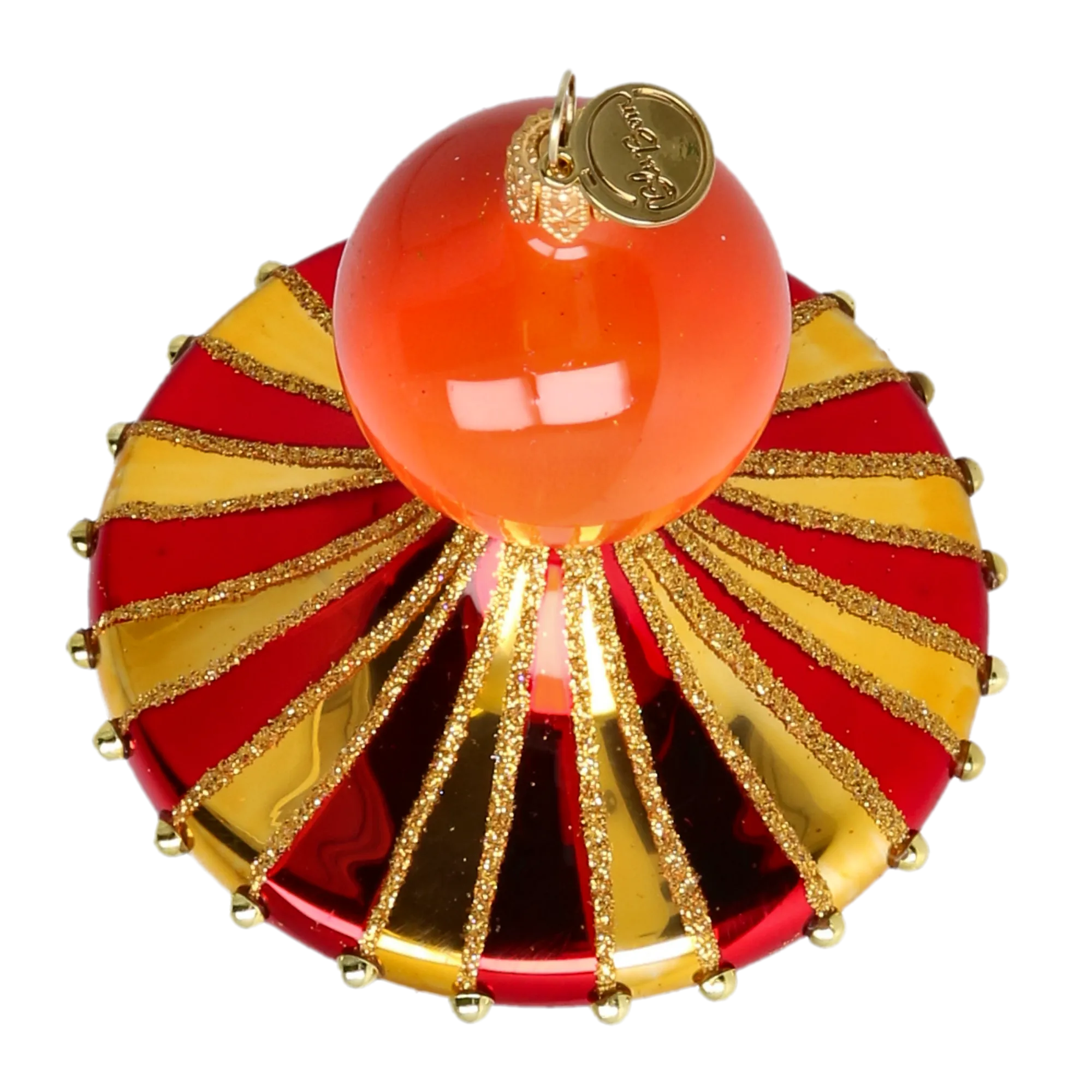 Amber Gilded Solstice | Hand-Painted Glass Ornament | Blubom 2022-629