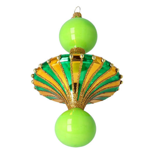 Emerald Lime Carousel Drop Premium christmas glass ornament 2022-631