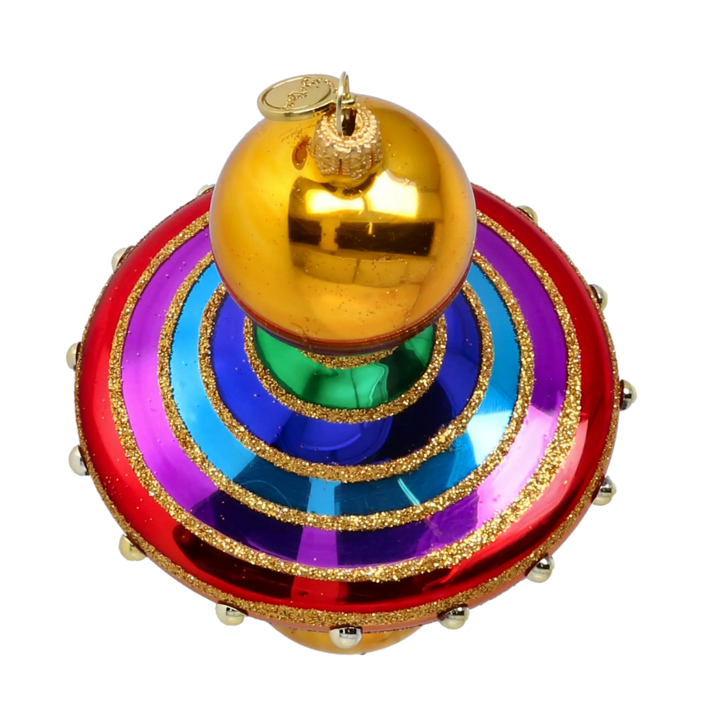Gilded Carnival Rhythm | Hand-Painted Glass Ornament | Blubom 2022-634