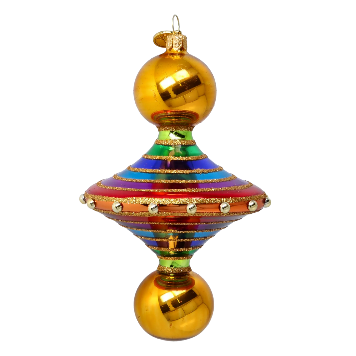 Gilded Carnival Rhythm | Hand-Painted Glass Ornament | Blubom 2022-634