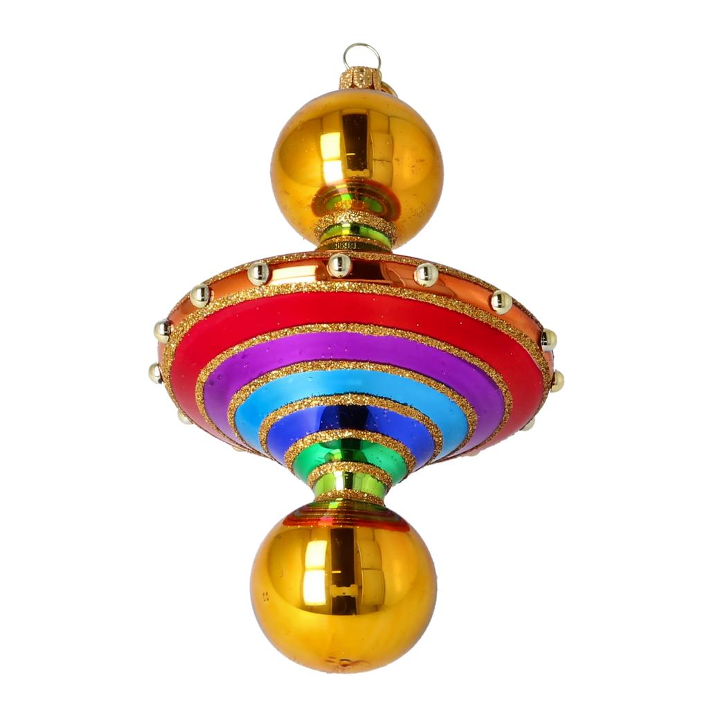 Gilded Carnival Rhythm | Hand-Painted Glass Ornament | Blubom 2022-634
