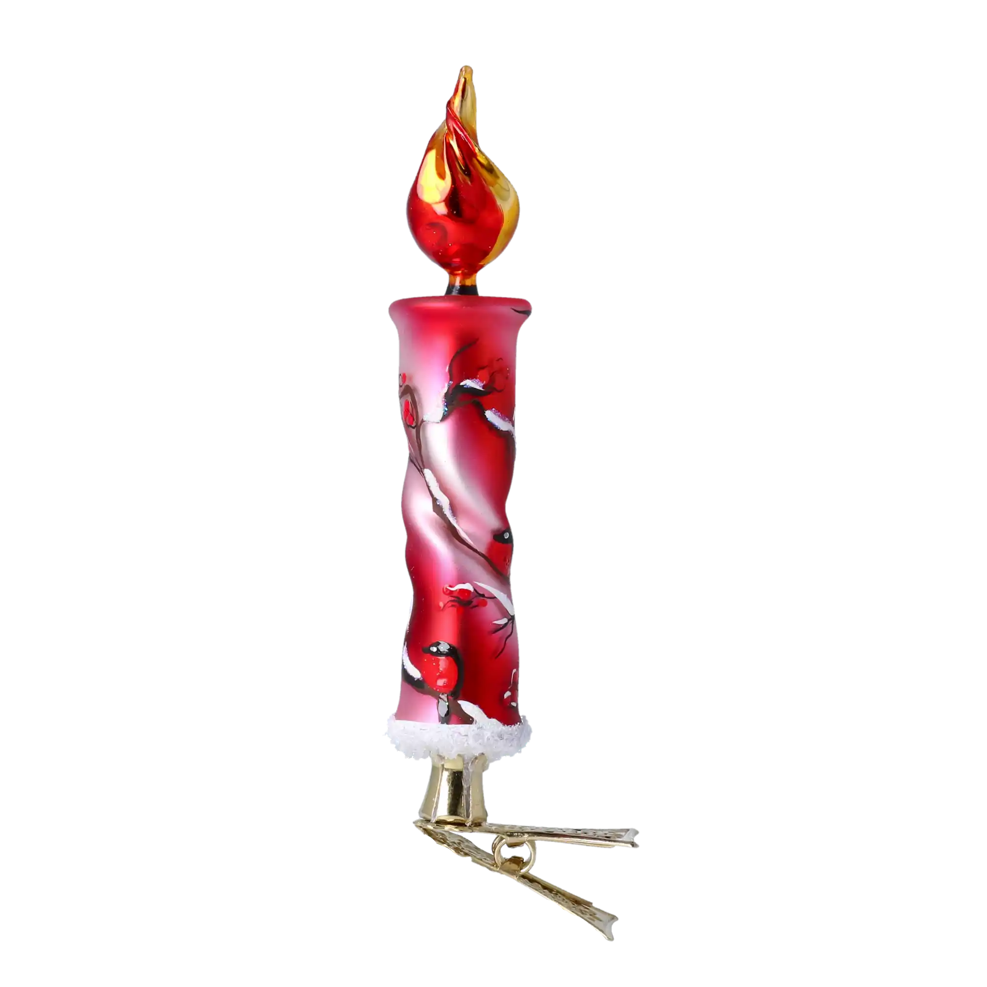 Winter Bullfinch Candle Handmade Glass Christmas ornaments Candle