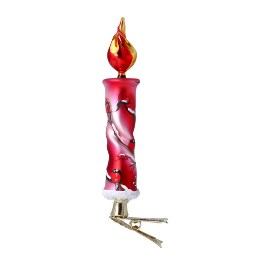 Winter Bullfinch Candle Handmade Glass Christmas ornaments Candle