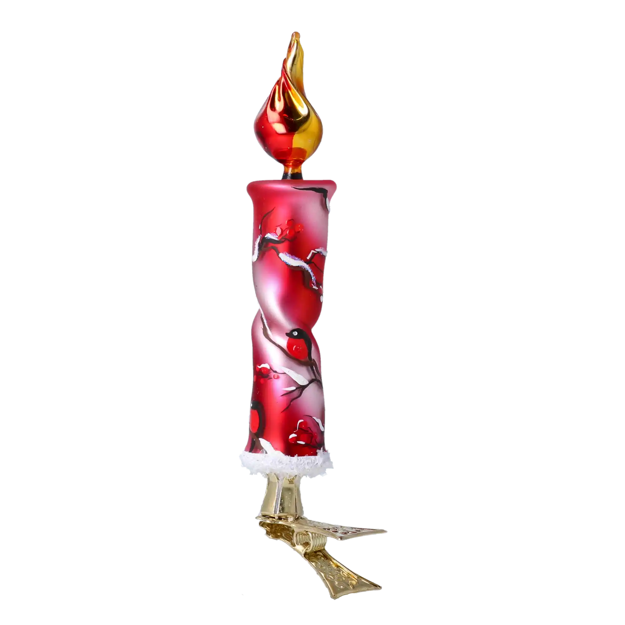 Winter Bullfinch Candle Handmade Glass Christmas ornaments Candle