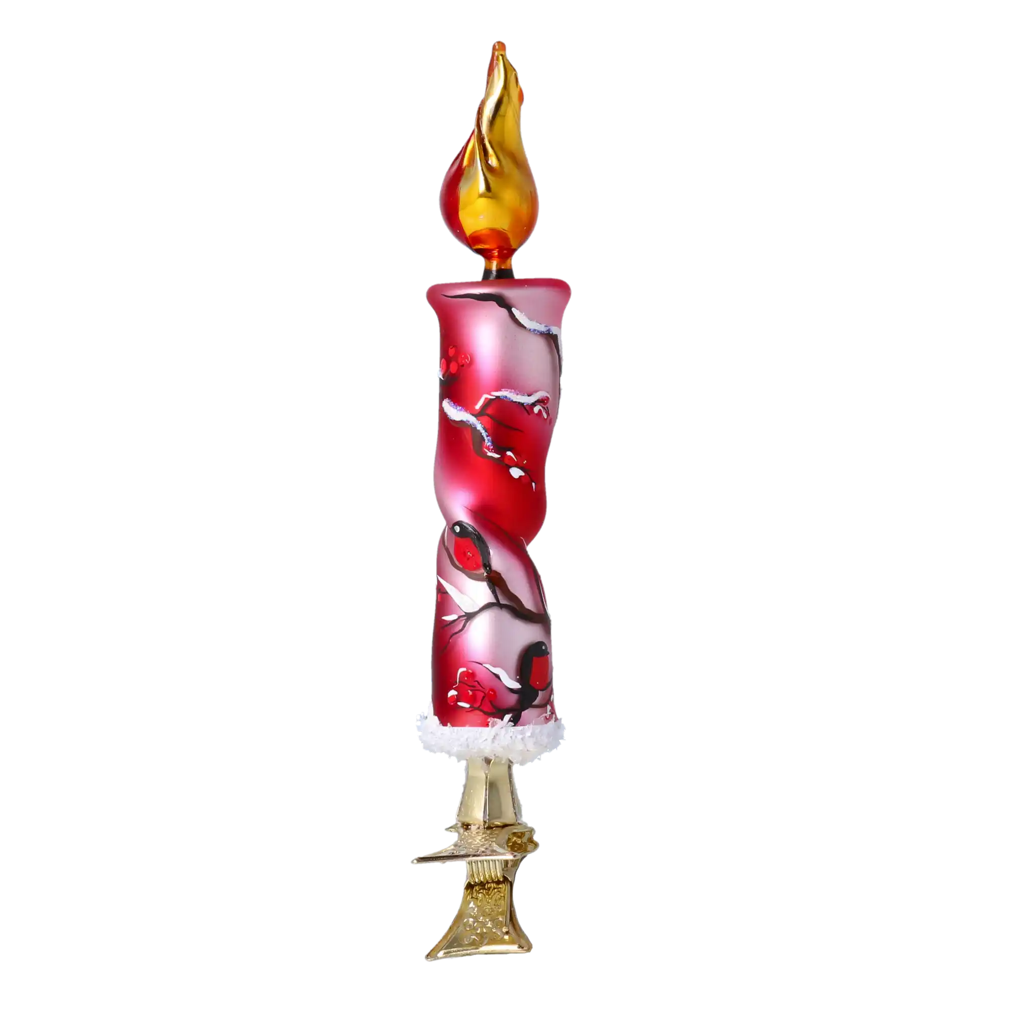 Winter Bullfinch Candle Handmade Glass Christmas ornaments Candle