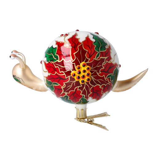 Gilded Poinsettia Snail Premium christmas glass ornament 2022-656