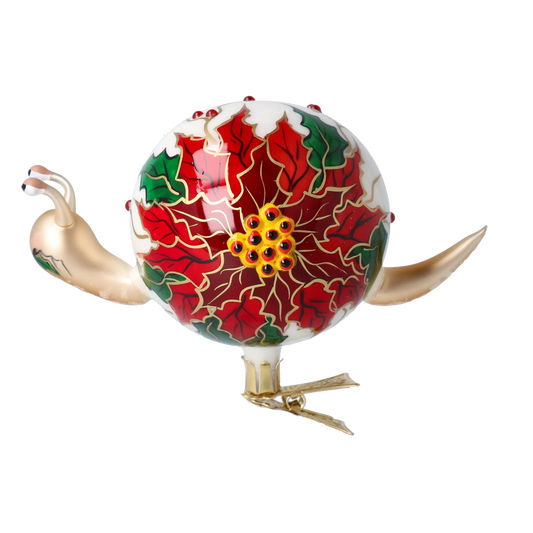 Gilded Poinsettia Snail Premium christmas glass ornament 2022-656