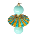 Load image into Gallery viewer, Gilded Aquamarine Sunburst Drop Premium christmas glass ornament 2022-657

