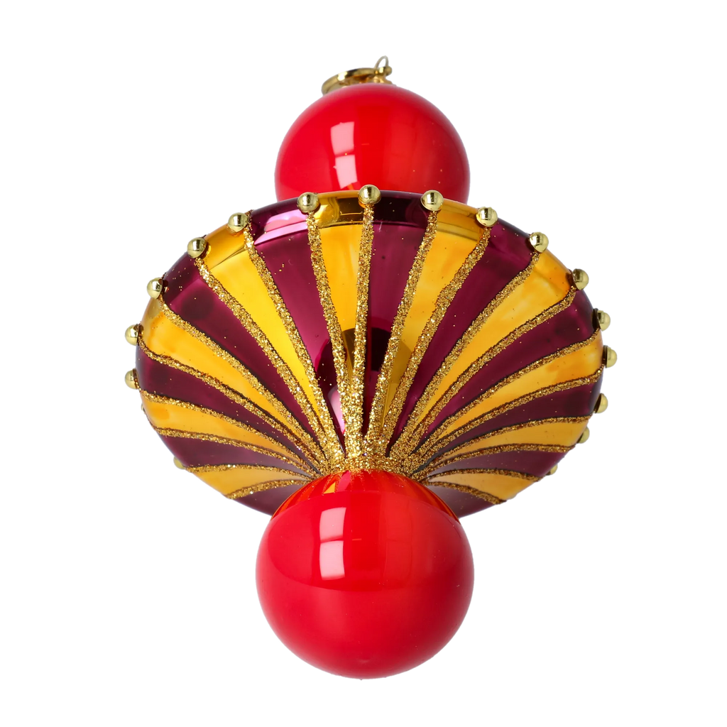 Gilded Scarlet Meridian | Hand-Painted Glass Ornament | Blubom 2022-659