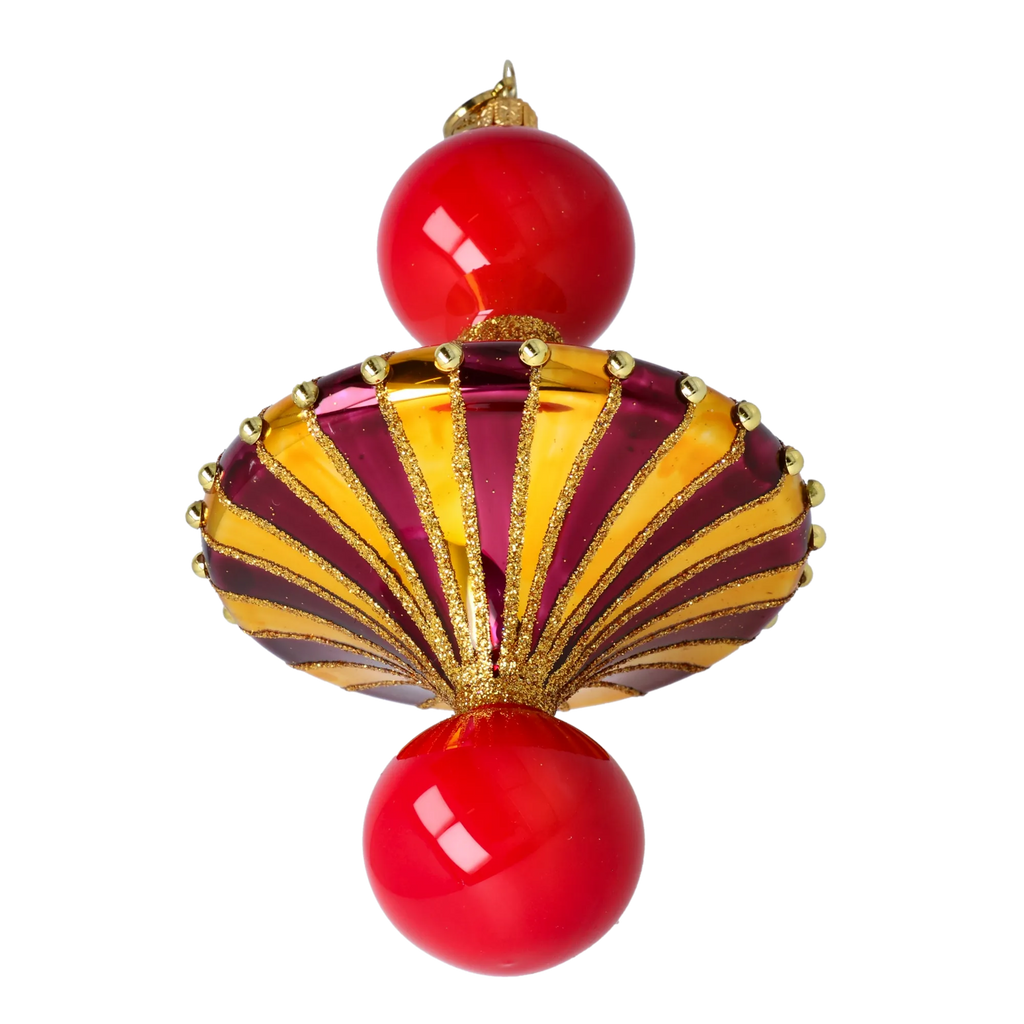 Gilded Scarlet Meridian | Hand-Painted Glass Ornament | Blubom 2022-659