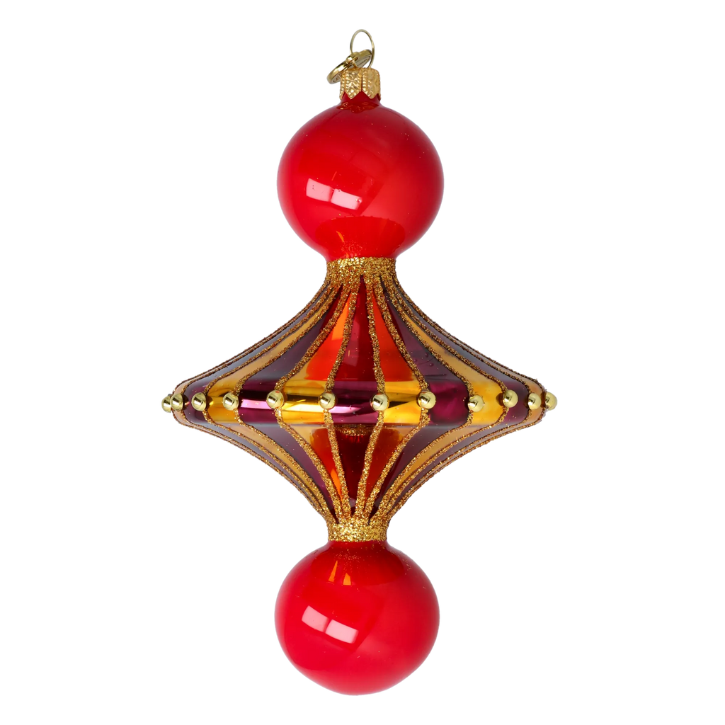 Gilded Scarlet Meridian | Hand-Painted Glass Ornament | Blubom 2022-659