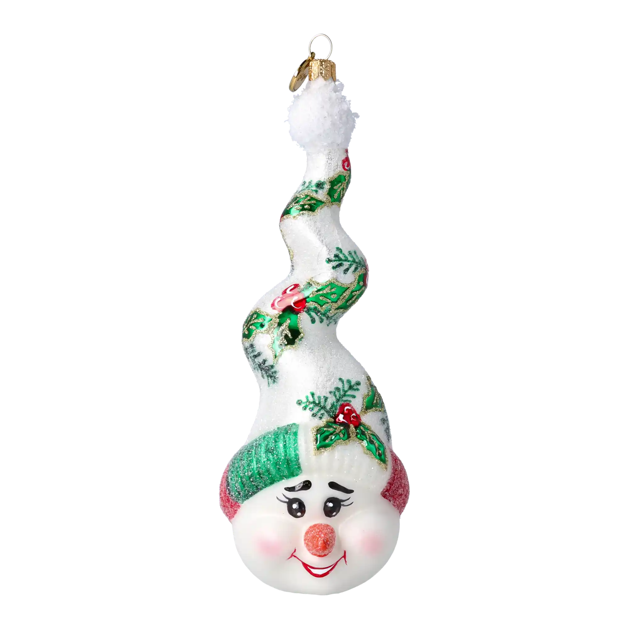 Twizzle the Snowcap Handmade Glass Christmas ornament Snowman
