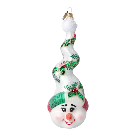 Twizzle the Snowcap Handmade Glass Christmas ornament Snowman