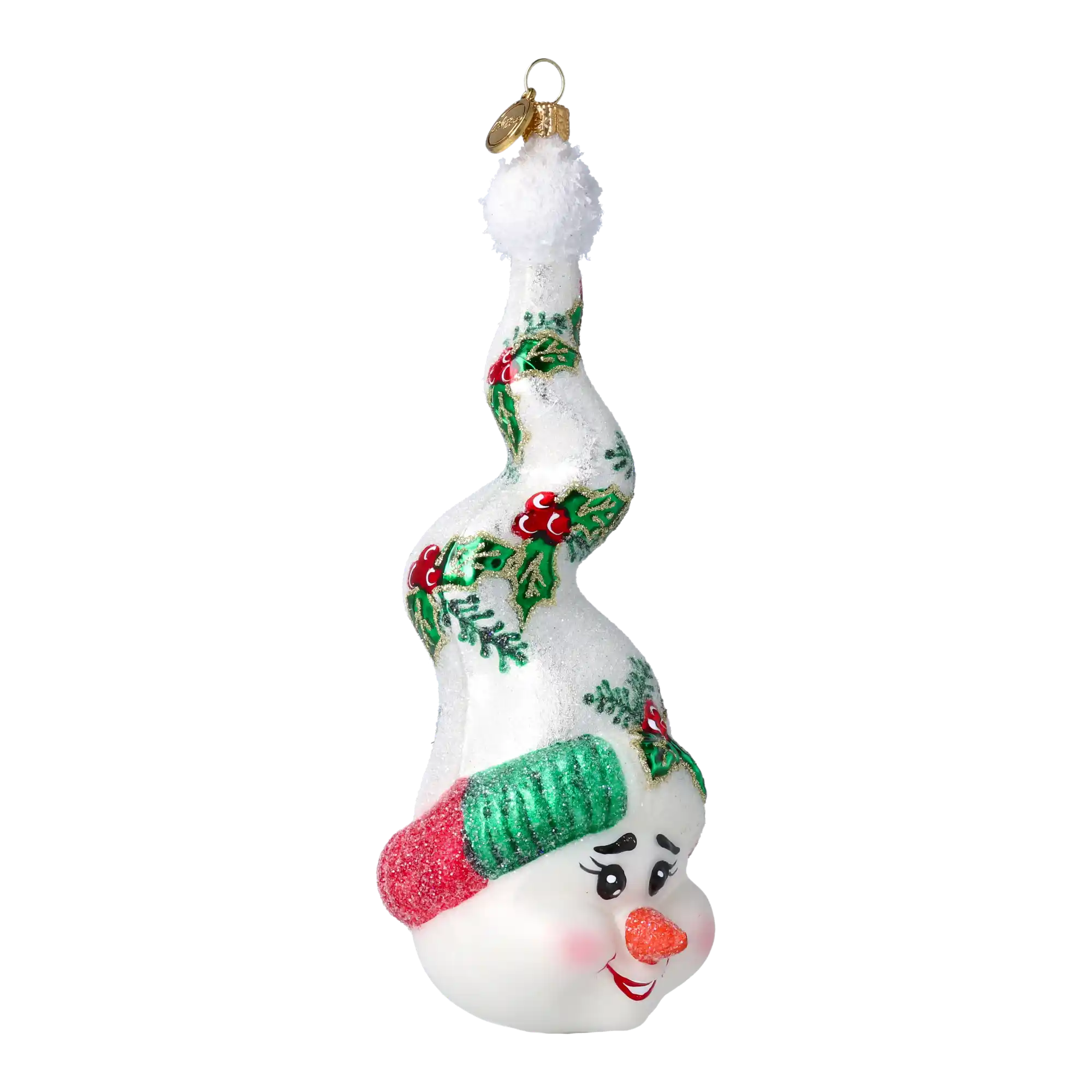 Twizzle the Snowcap Handmade Glass Christmas ornament Snowman