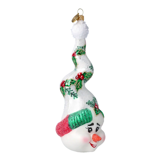 Twizzle the Snowcap Handmade Glass Christmas ornament Snowman